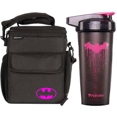 Bundle 2 Pack, 3 Meal Cooler Bag & 28oz (800mL) ACTIV Shaker Cup, Pink Batman, Performa Canada