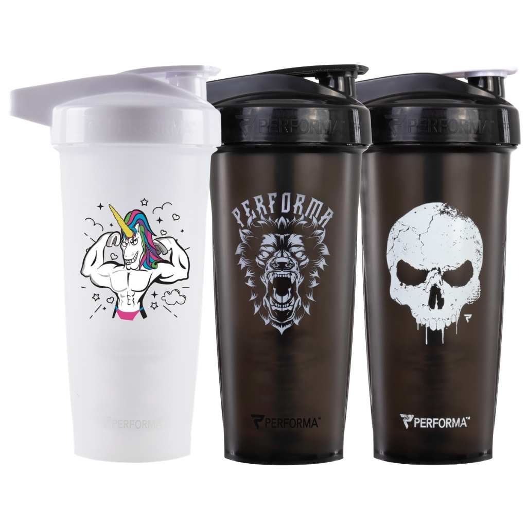 Bundle 3 Pack, ACTIV Shaker Cups, 28oz, Unicorn Physique & BeastMode & SkullCrusher, Performa Canada