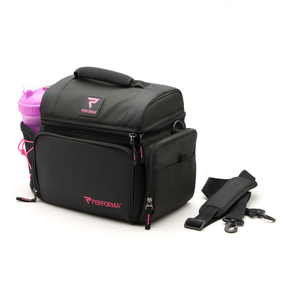 6 Meal Cooler Bag, Pink on Black