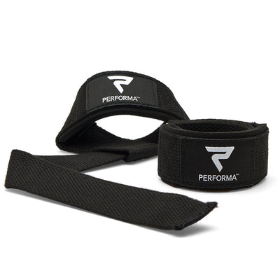 Padded Lifting Straps, 1 pair, White on Black