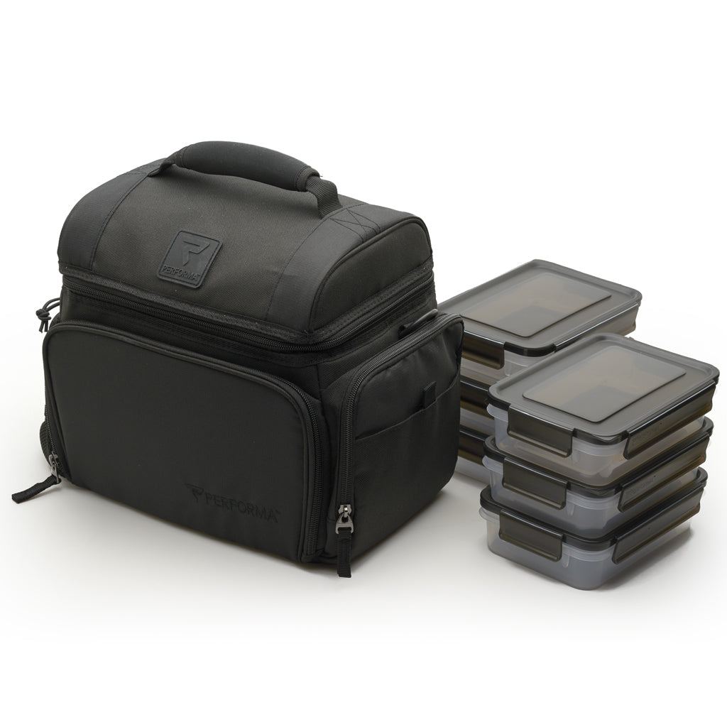 6 Meal Cooler Bag, Black on Black