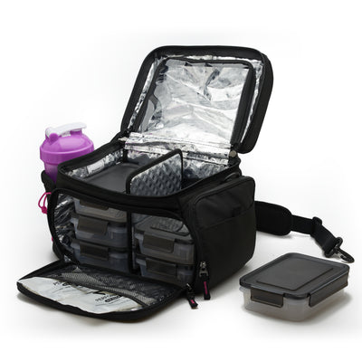 6 Meal Cooler Bag, Pink on Black